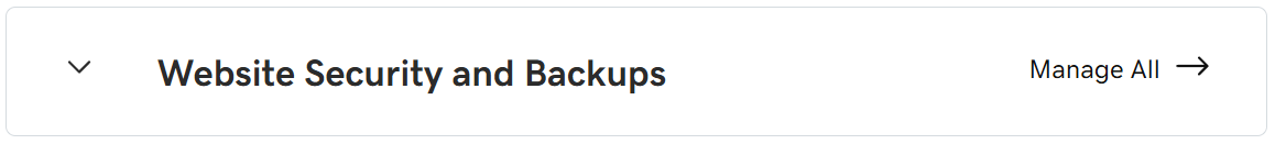 Screenshot of the Website Security and Backups menu item on the GoDaddy My Products menu