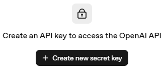 Create a new key open-ai API key