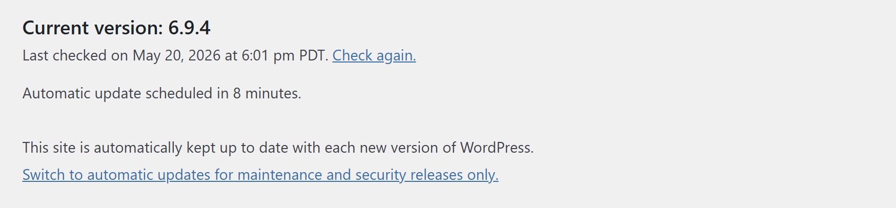 Enable or disable automatic updates of WordPress core - Human Extended